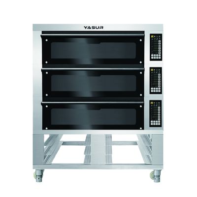 Yasur Electric 3 डेक 6 ट्रे ओवन 40X60cm ट्रे के लिए, 11Kw ब्रेड केक कुकी और पिज्जा बेकिंग के लिए