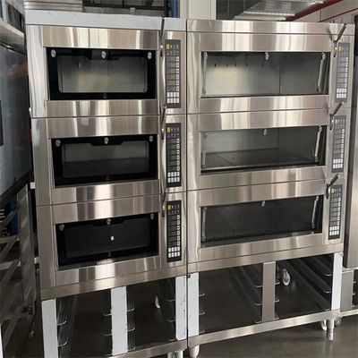 पिज्जाहट डोमिनोज बेकरी डेक ओवन 3 डेक 220V/380V 6&quot; 9&quot; 12&quot; गोल पिज्जा पैन के लिए