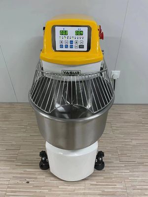 बाउल ग्रिड के साथ 4.5kw हैवी ड्यूटी स्पाइरल आटा मिक्सर डुअल स्पीड स्टेनलेस स्टील आटा मिक्सर 50 किग्रा