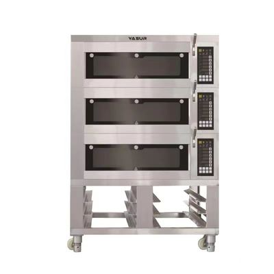 भाप के साथ 16.5kw 18x26 3 डेक इलेक्ट्रिक बेकिंग ओवन 9 ट्रे वाणिज्यिक डेक ओवन