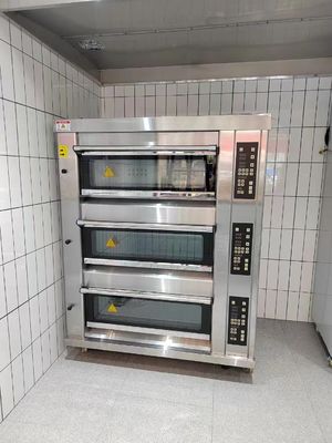 स्टीम स्टोन के साथ मॉड्यूलर 6 ट्रे 40x60 बेकरी गैस डेक ओवन