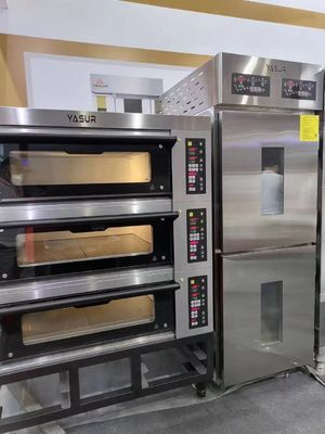 300c इलेक्ट्रिक डेक ओवन 40x60cm कुकी 3 डेक 9 ट्रे ओवन