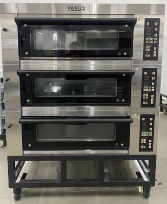 300c इलेक्ट्रिक डेक ओवन 40x60cm कुकी 3 डेक 9 ट्रे ओवन