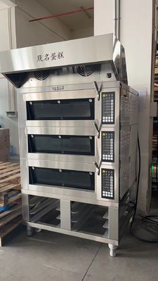 भाप के साथ 16.5kw 18x26 3 डेक इलेक्ट्रिक बेकिंग ओवन 9 ट्रे वाणिज्यिक डेक ओवन